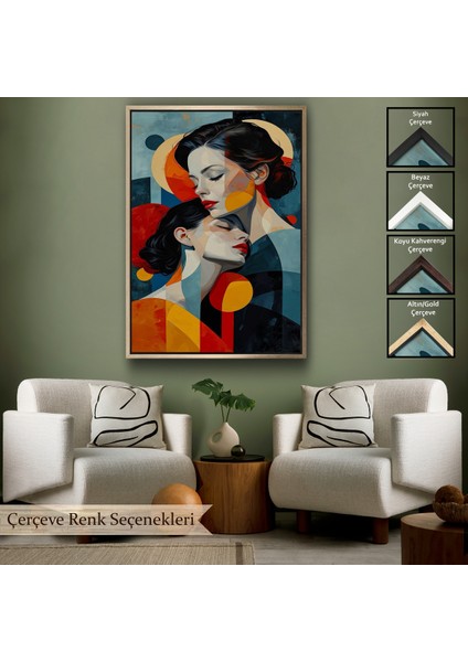 Çerçeveli Dekoratif Kanvas Tablo, Anne ve Kızı TABLOSU-7791