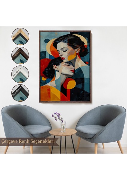 Çerçeveli Dekoratif Kanvas Tablo, Anne ve Kızı TABLOSU-7791