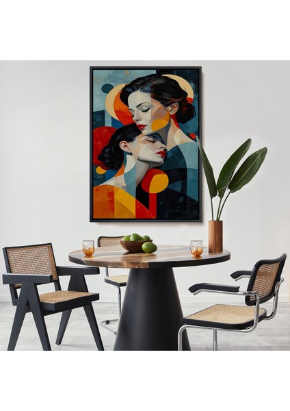 Çerçeveli Dekoratif Kanvas Tablo, Anne ve Kızı TABLOSU-7791
