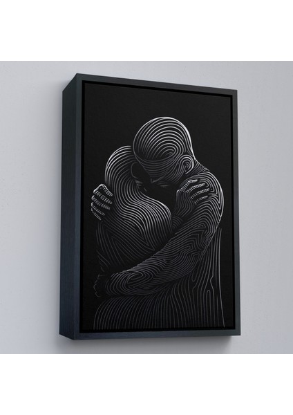 Çerçeveli Dekoratif Kanvas Tablo, Linear Hug Sarılan Çift TABLOSU-7819 modelleri