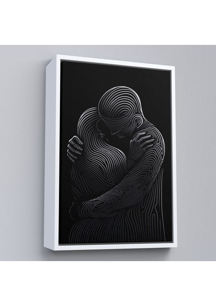 Çerçeveli Dekoratif Kanvas Tablo, Linear Hug Sarılan Çift TABLOSU-7819 fırsatları
