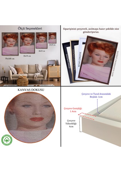 Çerçeveli Dekoratif Kanvas Tablo, Lucille Topuzu TABLOSU-7792 indirimleri