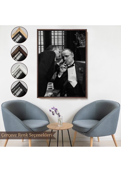 Çerçeveli Dekoratif Kanvas Tablo, Godfather Mafya Film TABLO-7807