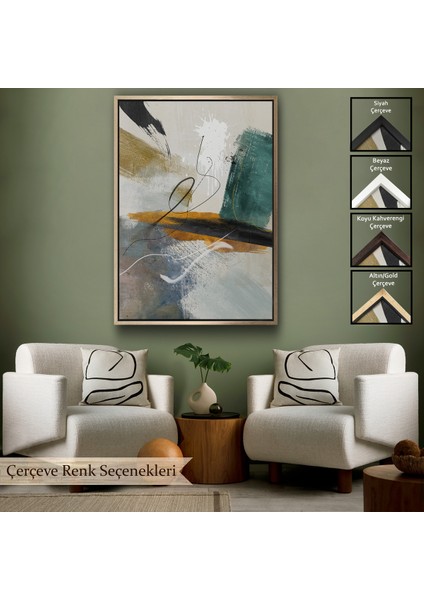 Çerçeveli Dekoratif Kanvas Tablo, Yağlıboya Görünümlü Soyut TABLO-7834