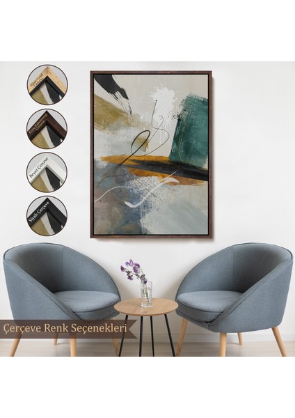 Çerçeveli Dekoratif Kanvas Tablo, Yağlıboya Görünümlü Soyut TABLO-7834