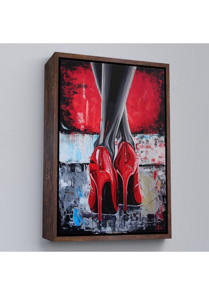 Çerçeveli Dekoratif Kanvas Tablo, Kırmızı Ayakkabı Kadın TABLOSU-7868 fiyatları