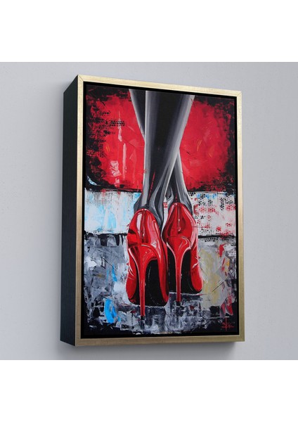 Çerçeveli Dekoratif Kanvas Tablo, Kırmızı Ayakkabı Kadın TABLOSU-7868 modelleri
