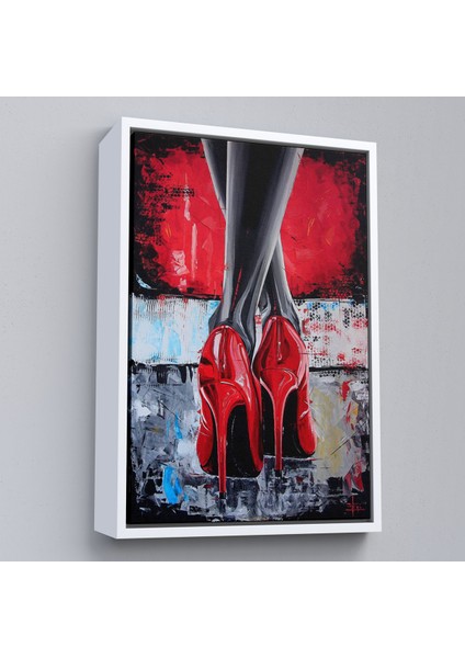 Çerçeveli Dekoratif Kanvas Tablo, Kırmızı Ayakkabı Kadın TABLOSU-7868 fırsatları