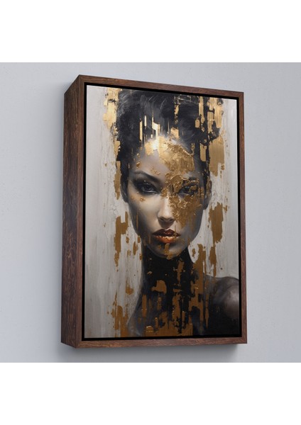 Çerçeveli Dekoratif Kanvas Tablo, Altın Detaylı Güzel Kadın TABLOSU-7625 fiyatları