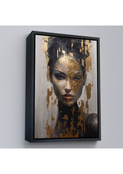 Çerçeveli Dekoratif Kanvas Tablo, Altın Detaylı Güzel Kadın TABLOSU-7625 modelleri