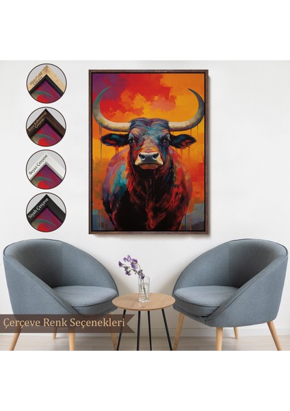Çerçeveli Dekoratif Kanvas Tablo, Sevimli Boğa TABLOSU-7943