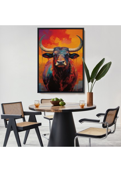 Çerçeveli Dekoratif Kanvas Tablo, Sevimli Boğa TABLOSU-7943