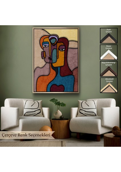 Çerçeveli Dekoratif Kanvas Tablo, Soyut Yüzler TABLOSU-7835