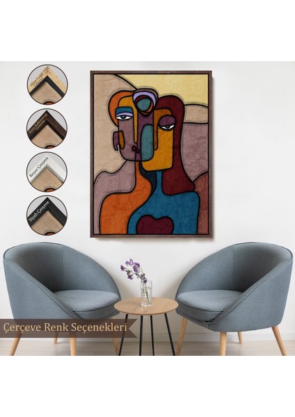 Çerçeveli Dekoratif Kanvas Tablo, Soyut Yüzler TABLOSU-7835