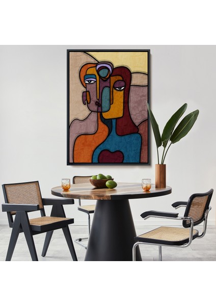 Çerçeveli Dekoratif Kanvas Tablo, Soyut Yüzler TABLOSU-7835