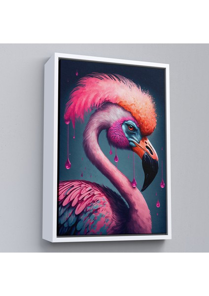 Çerçeveli Dekoratif Kanvas Tablo, Pembe Hippi Filamingo TABLO-7869