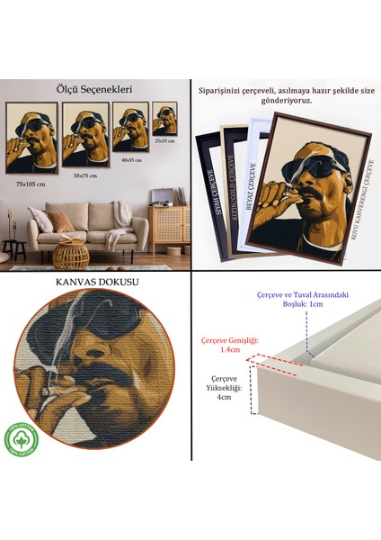 Çerçeveli Dekoratif Kanvas Tablo, Snoop Dogg TABLO-7840 indirimleri