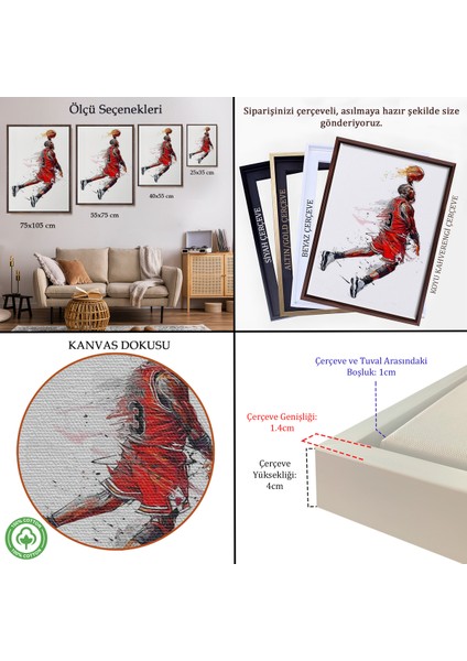 Çerçeveli Dekoratif Kanvas Tablo, Michael Jordan TABLO-7787 indirimleri