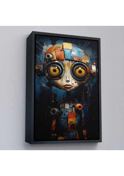 Çerçeveli Dekoratif Kanvas Tablo, Sevimli Robatun Yakında Görünümü TABLOSU-7788