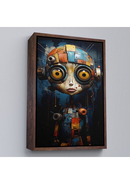 Çerçeveli Dekoratif Kanvas Tablo, Sevimli Robatun Yakında Görünümü TABLOSU-7788 fiyatları