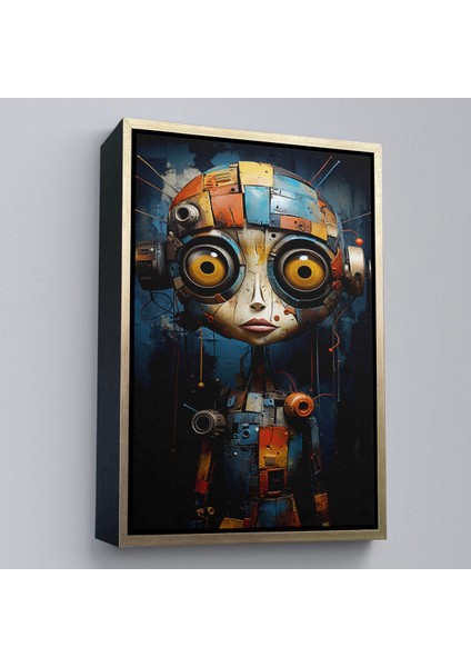 Çerçeveli Dekoratif Kanvas Tablo, Sevimli Robatun Yakında Görünümü TABLOSU-7788 modelleri