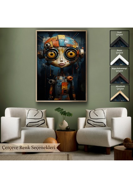 Çerçeveli Dekoratif Kanvas Tablo, Sevimli Robatun Yakında Görünümü TABLOSU-7788