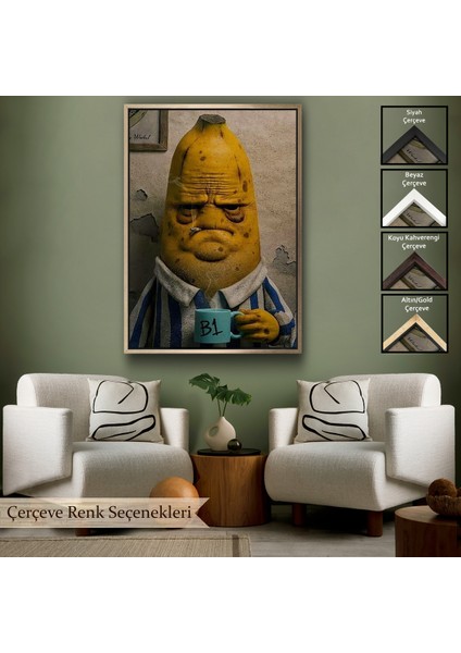 Çerçeveli Dekoratif Kanvas Tablo, Sgara Içen Muz TABLOSU-7867