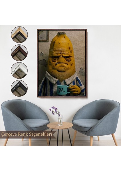 Çerçeveli Dekoratif Kanvas Tablo, Sgara Içen Muz TABLOSU-7867