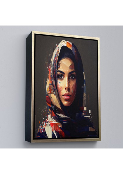 Çerçeveli Dekoratif Kanvas Tablo, Efektli Siyahi Kadın Portresi TABLO-7837