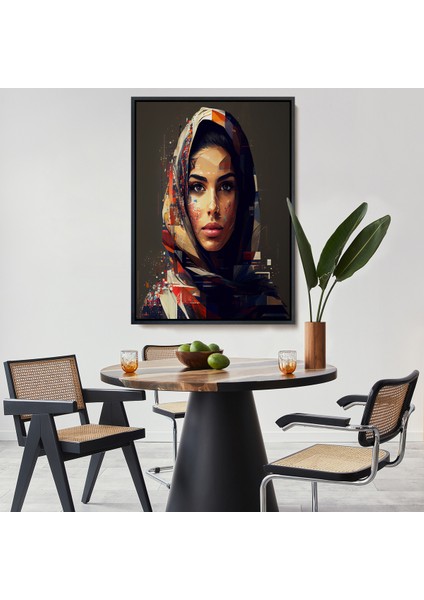 Çerçeveli Dekoratif Kanvas Tablo, Efektli Siyahi Kadın Portresi TABLO-7837