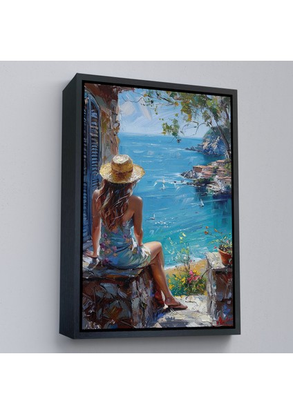 Çerçeveli Dekoratif Kanvas Tablo, Deniz Manzarasını Izleyen Kadın TABLOSU-7866 modelleri