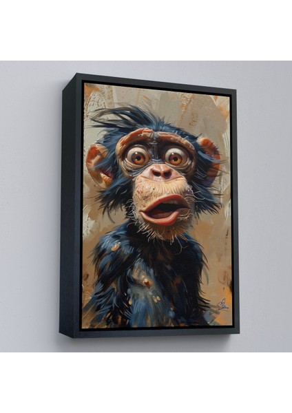 Çerçeveli Dekoratif Kanvas Tablo, Şaşkın Şempanze TABLOSU-7881 fırsatları