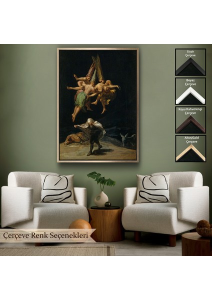 Çerçeveli Dekoratif Kanvas Tablo, Francisco Goya - Witches Flight Cadıların Uçusu TABLOSU-7794