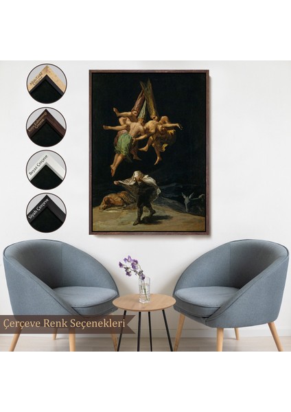 Çerçeveli Dekoratif Kanvas Tablo, Francisco Goya - Witches Flight Cadıların Uçusu TABLOSU-7794