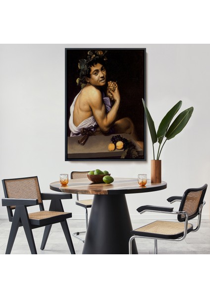 Çerçeveli Dekoratif Kanvas Tablo, Genç Hasta Bacchus - Caravaggio TABLO-7665
