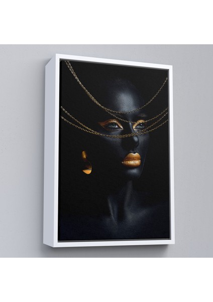 Çerçeveli Dekoratif Kanvas Tablo, Altın Detaylı Kadın TABLOSU-7879 fırsatları