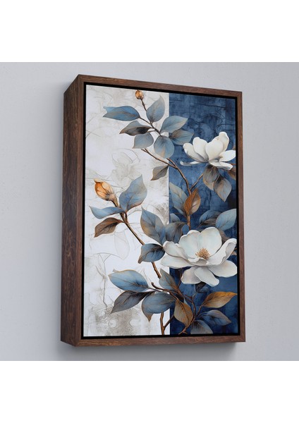 Çerçeveli Dekoratif Kanvas Tablo, Mavi ve Beyaz Çiçekler TABLOSU-7886 fiyatları