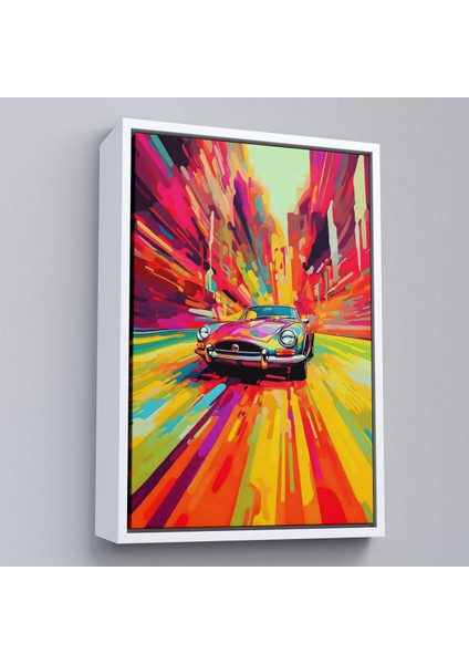 Çerçeveli Dekoratif Kanvas Tablo, Renkli Klasik Araba TABLOSU-7857 fırsatları