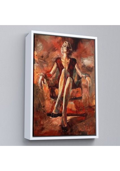 Çerçeveli Dekoratif Kanvas Tablo, Koltukta Oturan Kadın TABLOSU-7887 fırsatları