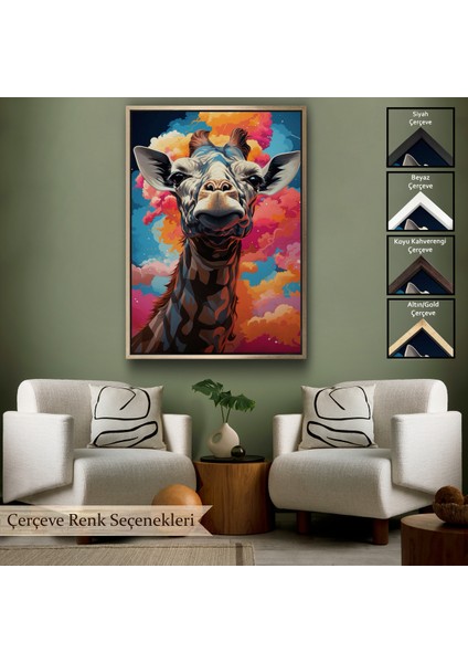 Çerçeveli Dekoratif Kanvas Tablo, Sevimli Zürafa TABLOSU-7773