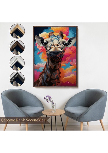 Çerçeveli Dekoratif Kanvas Tablo, Sevimli Zürafa TABLOSU-7773