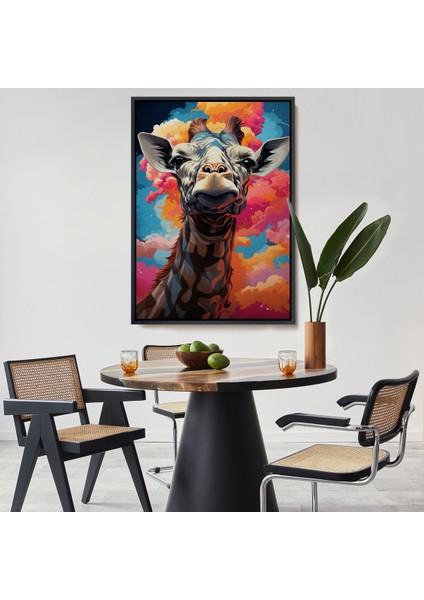 Çerçeveli Dekoratif Kanvas Tablo, Sevimli Zürafa TABLOSU-7773