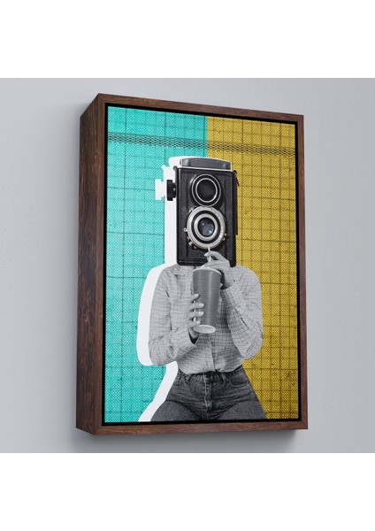 Çerçeveli Dekoratif Kanvas Tablo, Kamera Kafalı Soyut Kadın Pop Art TABLOSU-7872 fiyatları