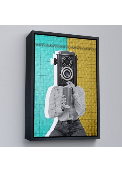 Çerçeveli Dekoratif Kanvas Tablo, Kamera Kafalı Soyut Kadın Pop Art TABLOSU-7872 modelleri