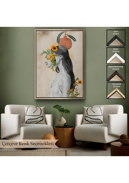 Çerçeveli Dekoratif Kanvas Tablo, Pop Art Soyut Kadın TABLOSU-7873