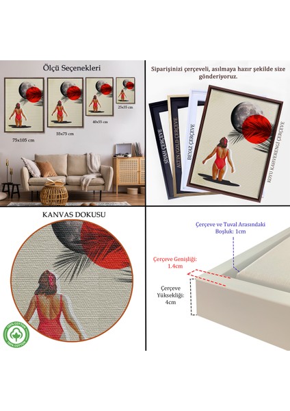 Çerçeveli Dekoratif Kanvas Tablo, Mayolu Kadın Pop Art TABLOSU-7874 indirimleri