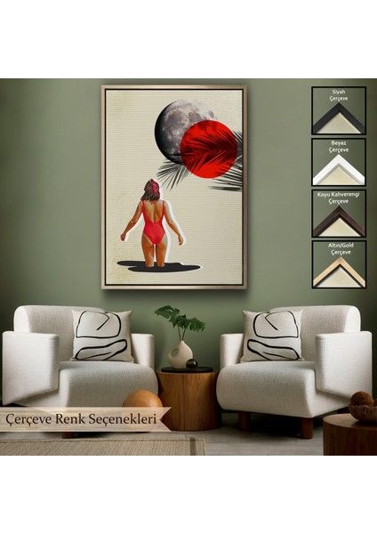 Çerçeveli Dekoratif Kanvas Tablo, Mayolu Kadın Pop Art TABLOSU-7874