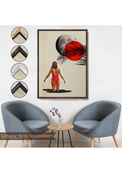 Çerçeveli Dekoratif Kanvas Tablo, Mayolu Kadın Pop Art TABLOSU-7874