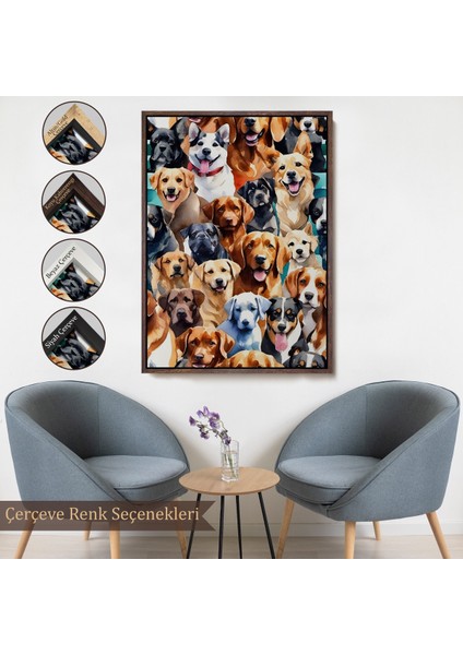 Çerçeveli Dekoratif Kanvas Tablo, Sevimli Köpekler TABLOSU-7920