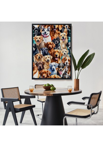Çerçeveli Dekoratif Kanvas Tablo, Sevimli Köpekler TABLOSU-7920